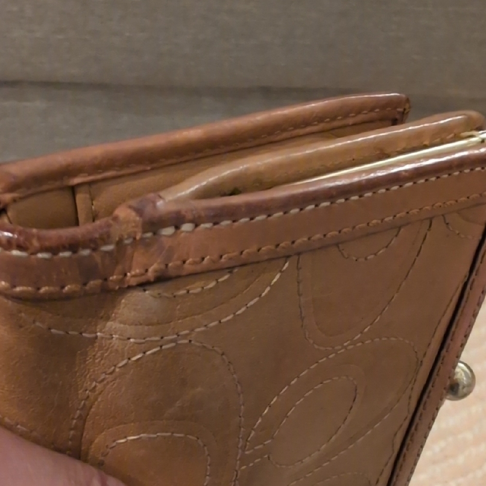 Coach Tan Leather Women's Wallet - Picture 12 of 14
